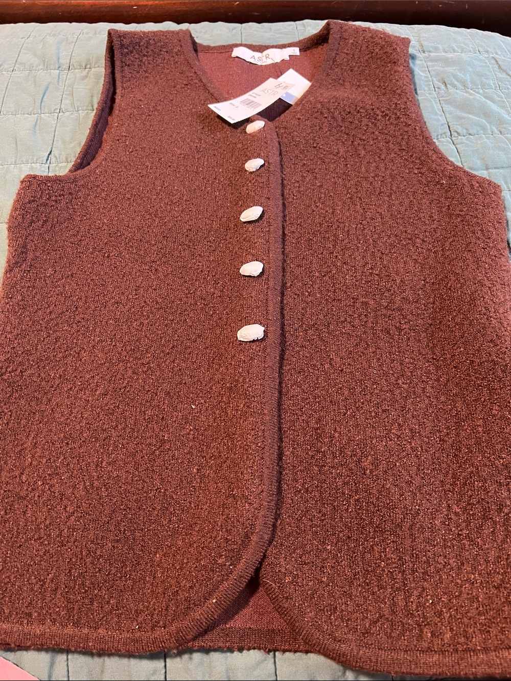 Astr The Label NWTO Sleeveless Knit Cardigan Vest - Brown Size S